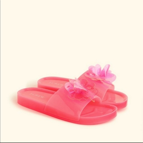 Jcrew pink jelly flowers pool slides size 7 NWOB - Picture 2 of 5